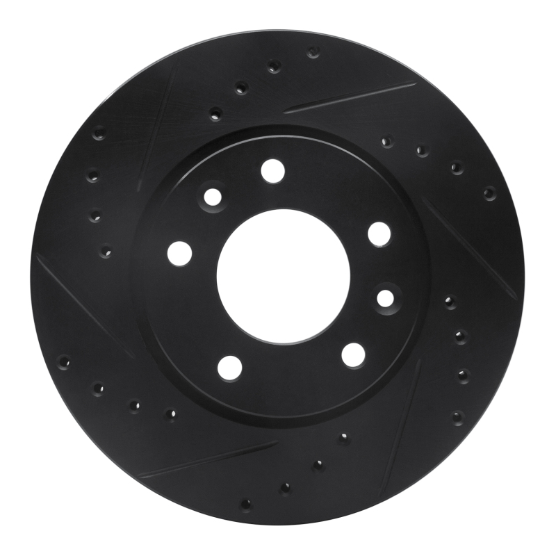 Kia Sedona Brake Rotor (1) - Front Left - R1 Concepts - Drilled & Slotted - Black - 2002